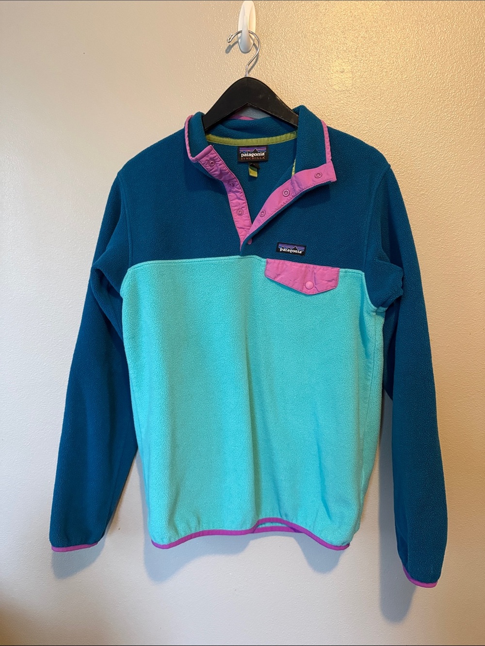 Patagonia Women’s Synchilla Snap Fleece Pullover Sweater Long Sleeve Blue Size M